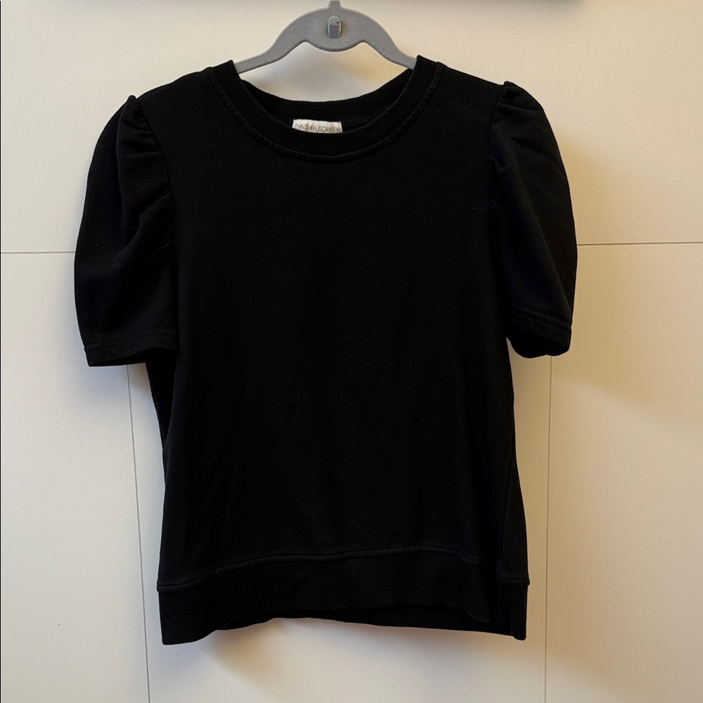 Cynthia Rowley Black Puff Sleeve Kids Tee